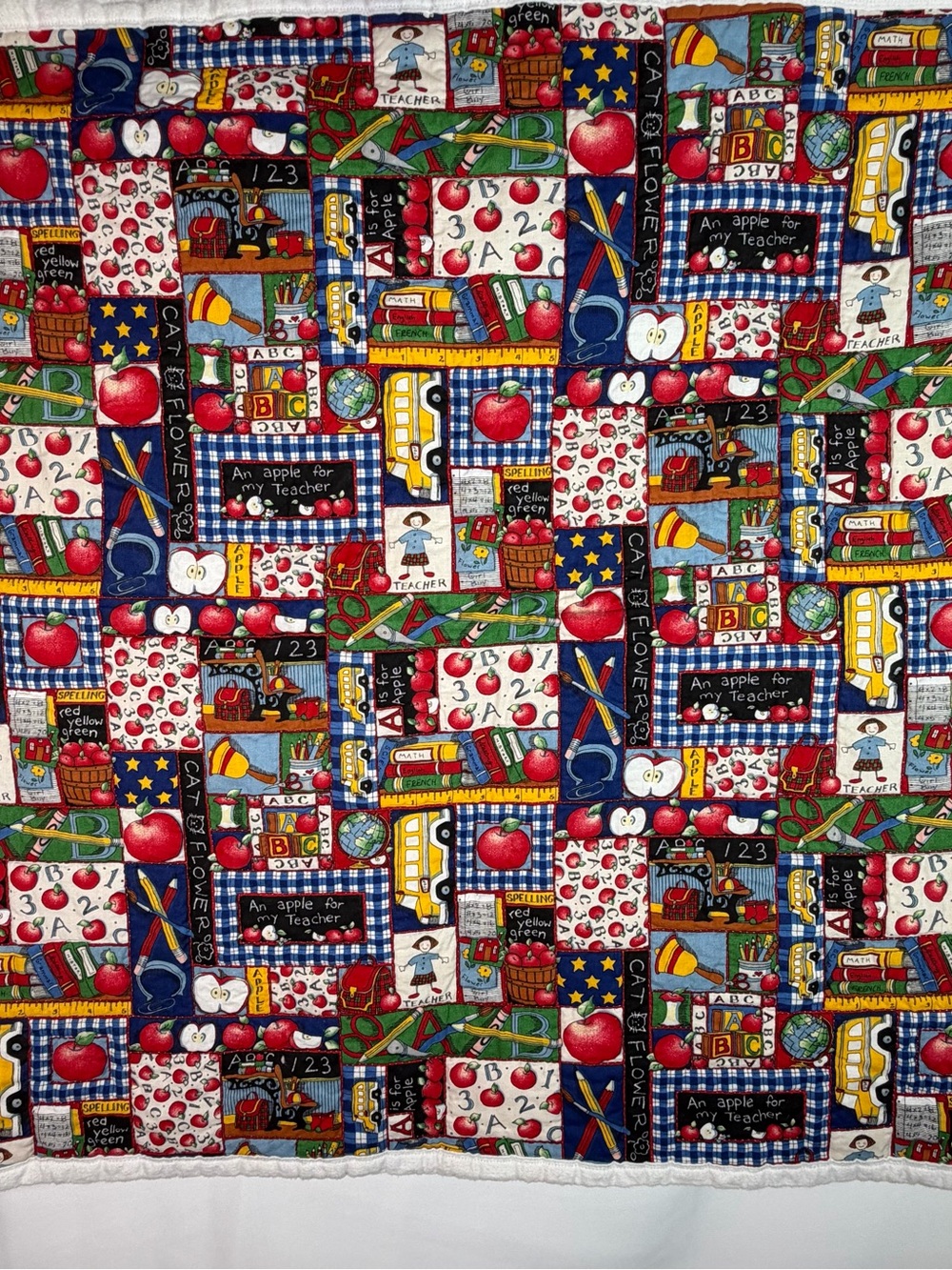 Vtg School Teacher Quilt Wall Hanging Patchwork 31x31 Classroom Susan Winget Art